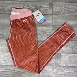 Kari Traa Fryd Baselayer Legging Pants Orange Pink Pattern sz M